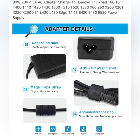 A/C Adapter Charger for Lenovo Thinkpad - Picture 9 of 11